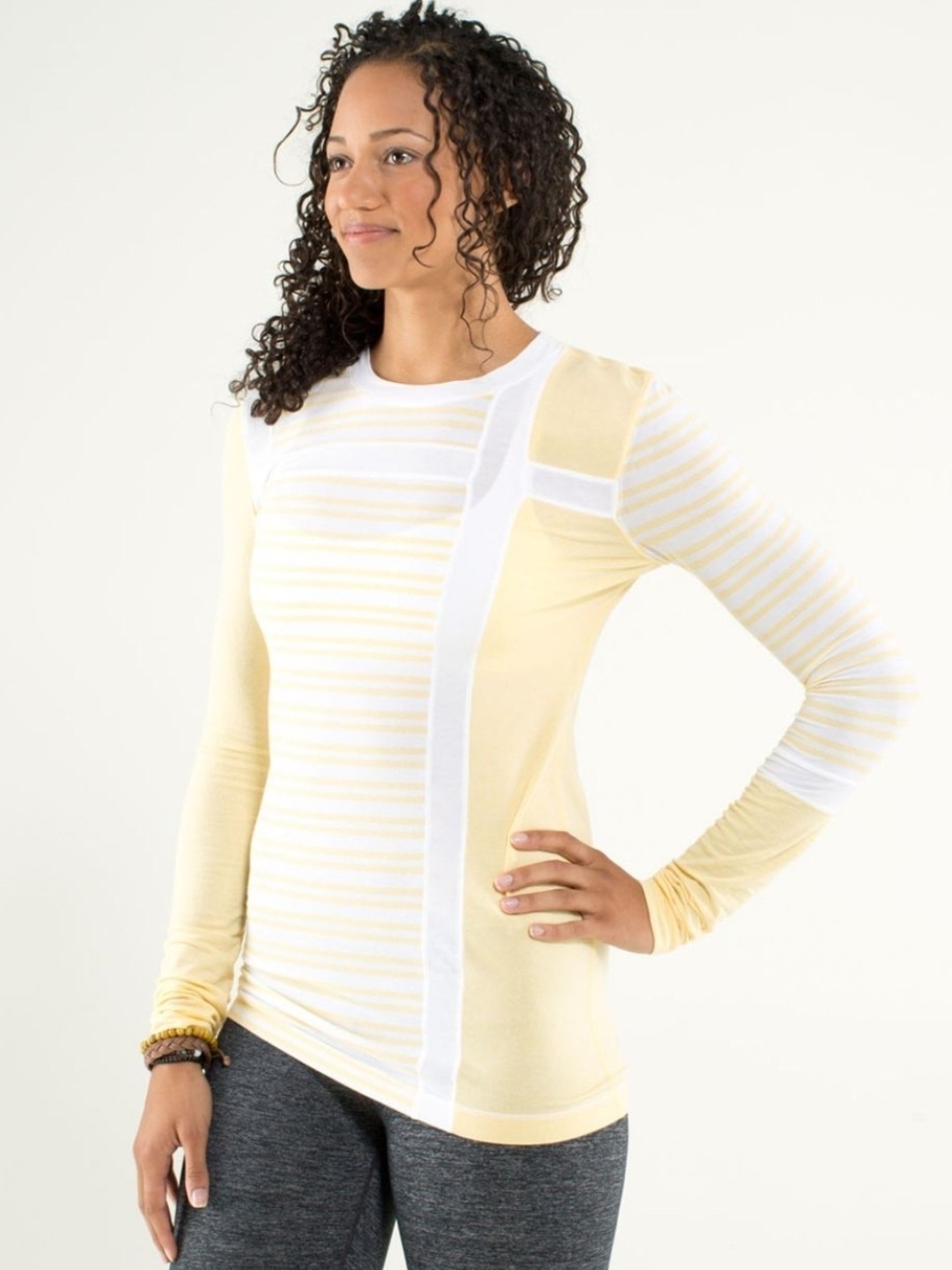 Lululemon AS IS Promenade Long SleeveTwin Stripe Heather P2p16 L27
